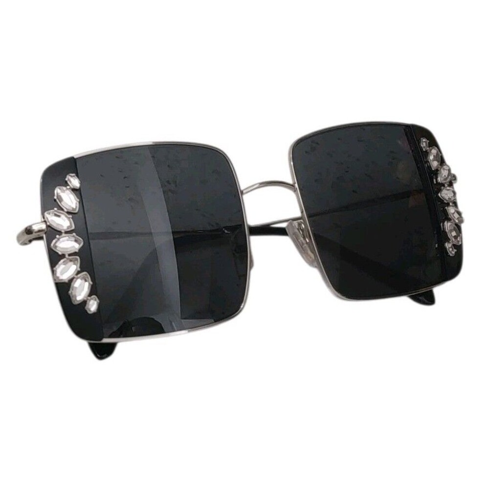 MIU MIU Silver Black Geometric Gem Square Metal Fashion Sunglasses SMU 56V - Picture 3 of 8